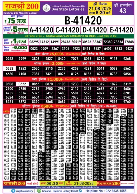 Everest Result Today Dear Lottery Chart