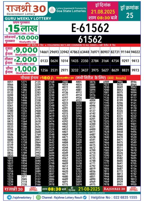 Everest Result Today Dear Lottery Chart
