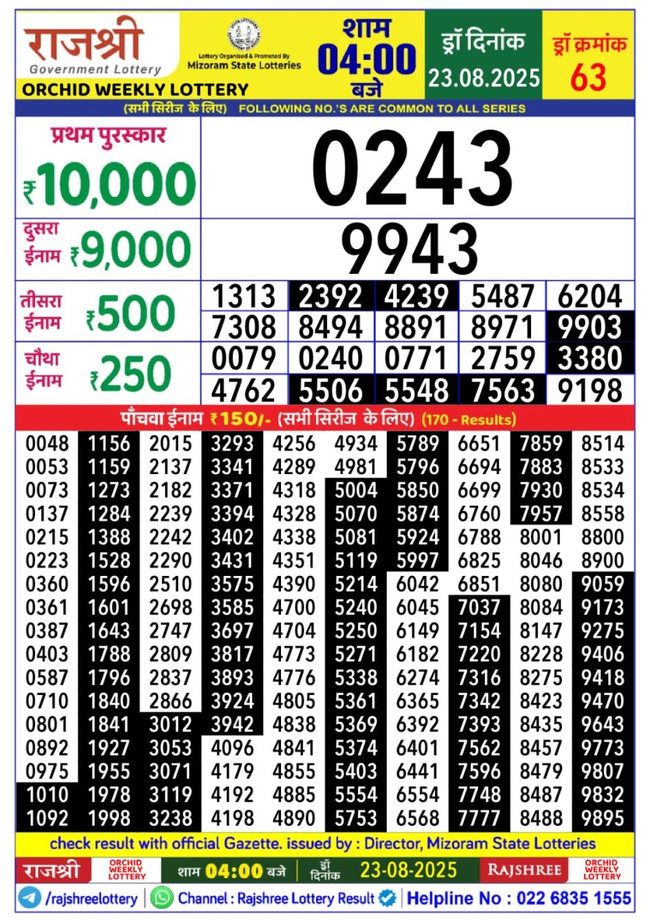 Everest Result Today Dear Lottery Chart