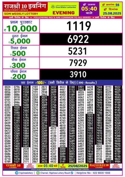 Everest Result Today Dear Lottery Chart