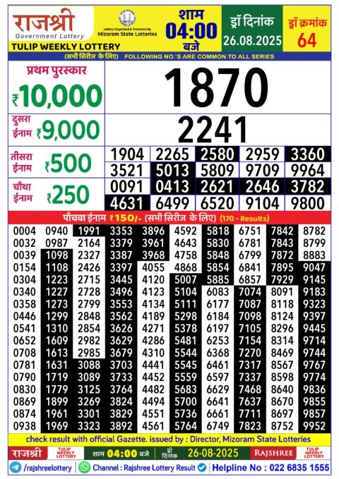 Everest Result Today Dear Lottery Chart