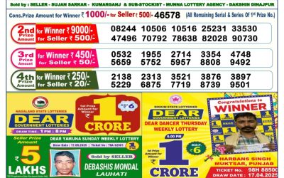 Dear Lottery 6pm Result 29.08.25