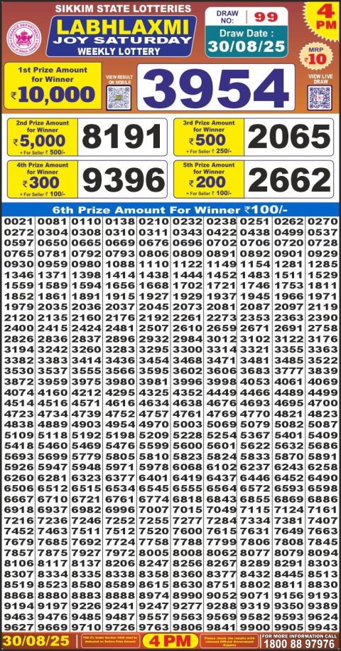 Everest Result Today Dear Lottery Chart