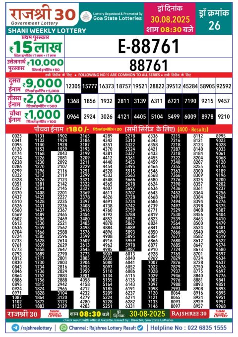 Everest Result Today Dear Lottery Chart