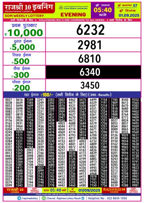 Everest Result Today Dear Lottery Chart