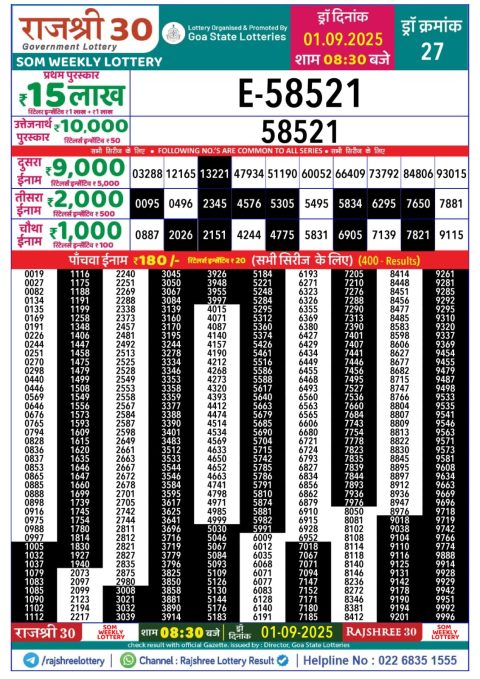 Everest Result Today Dear Lottery Chart
