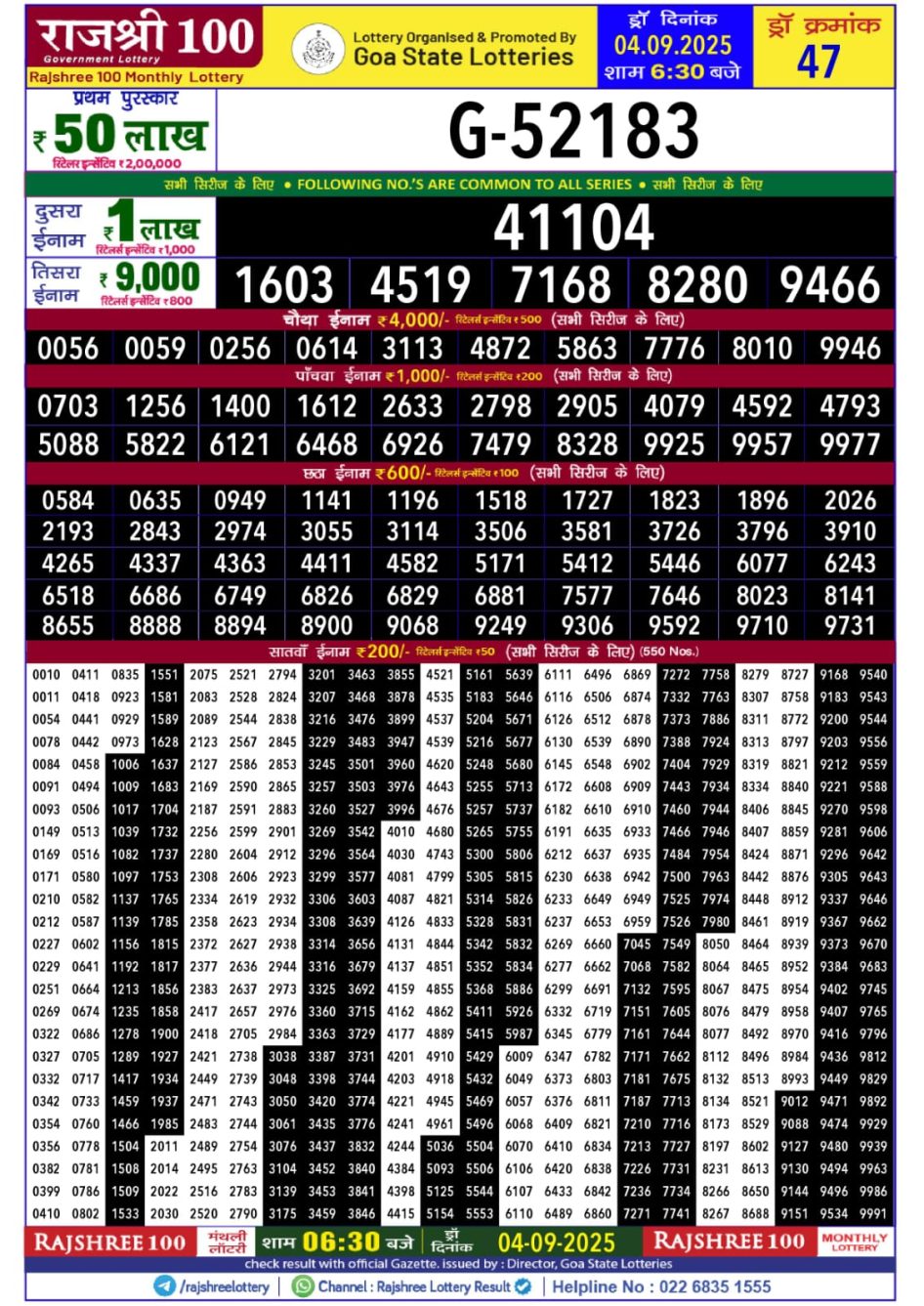 Everest Result Today Dear Lottery Chart