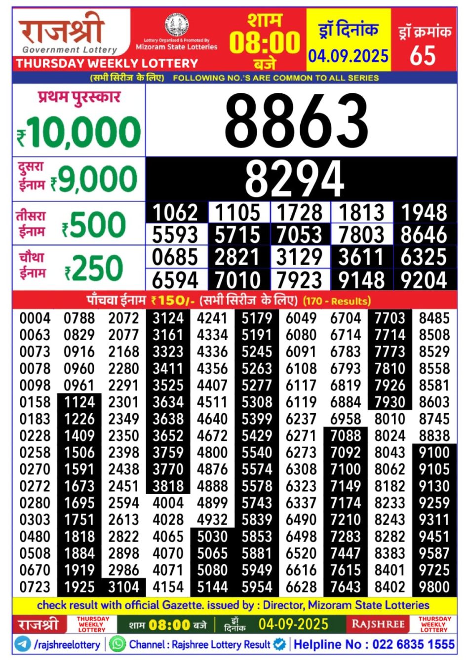 Everest Result Today Dear Lottery Chart