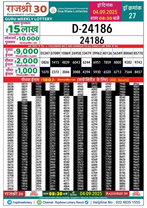 Everest Result Today Dear Lottery Chart