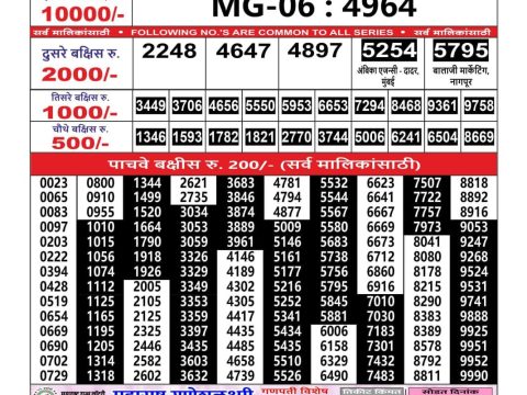 Everest Result Today Dear Lottery Chart
