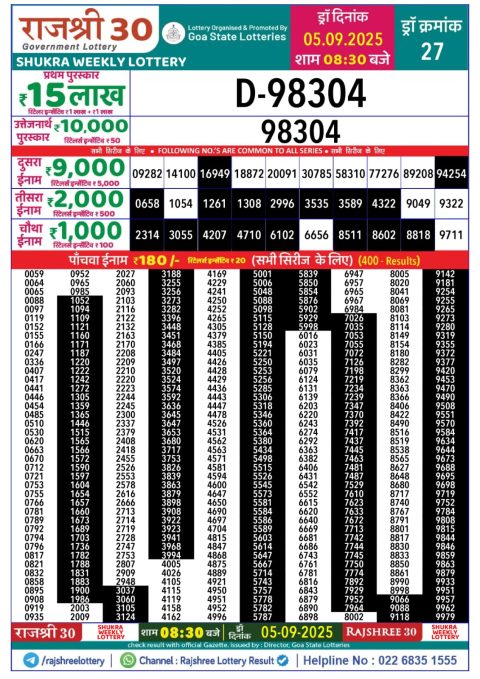 Everest Result Today Dear Lottery Chart