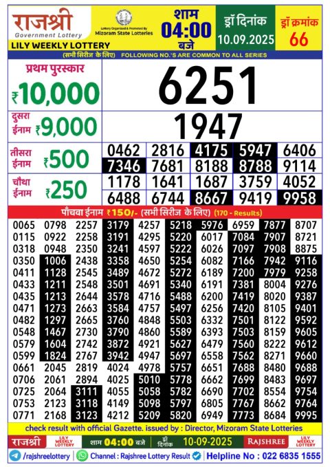 Everest Result Today Dear Lottery Chart