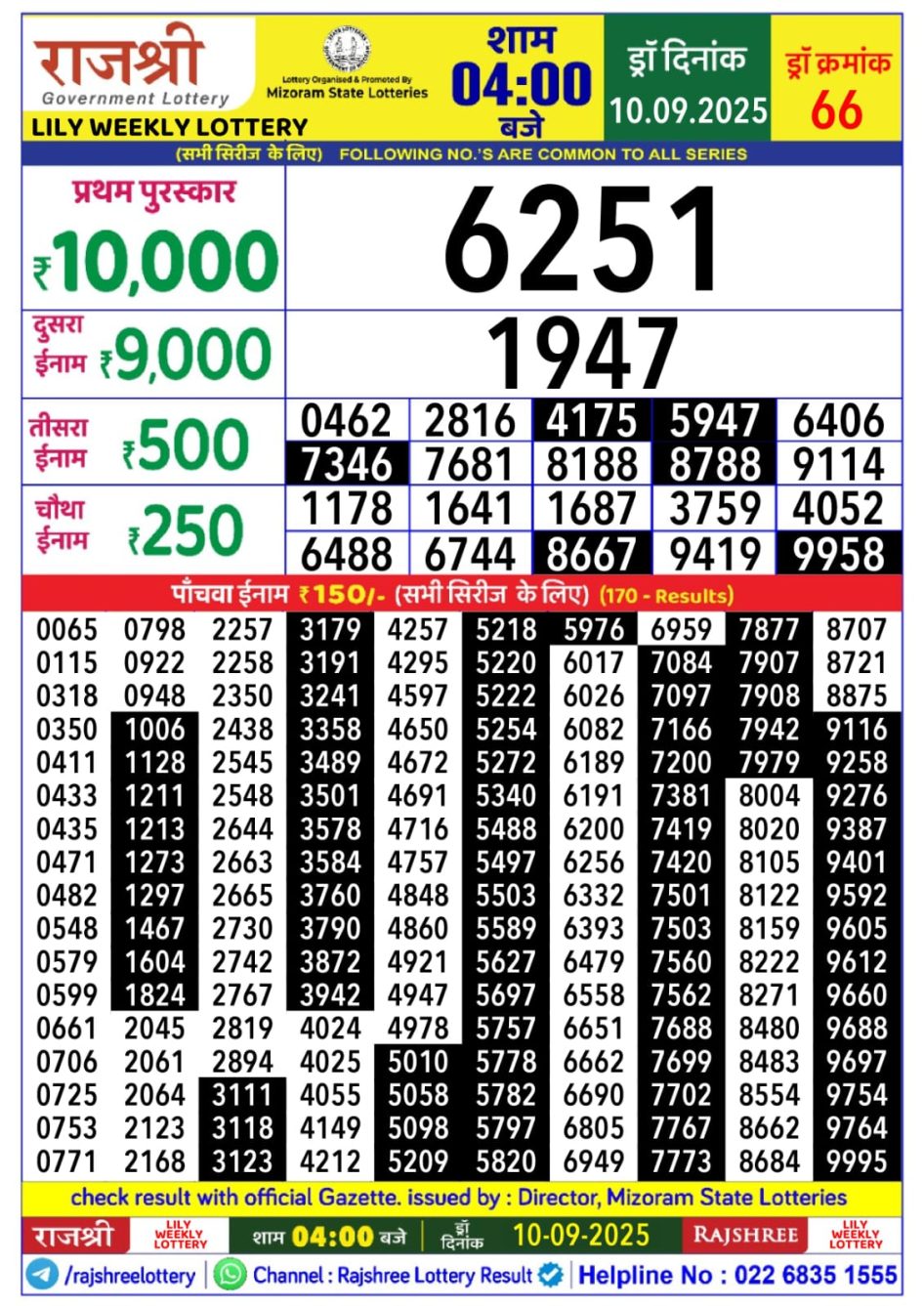 Everest Result Today Dear Lottery Chart