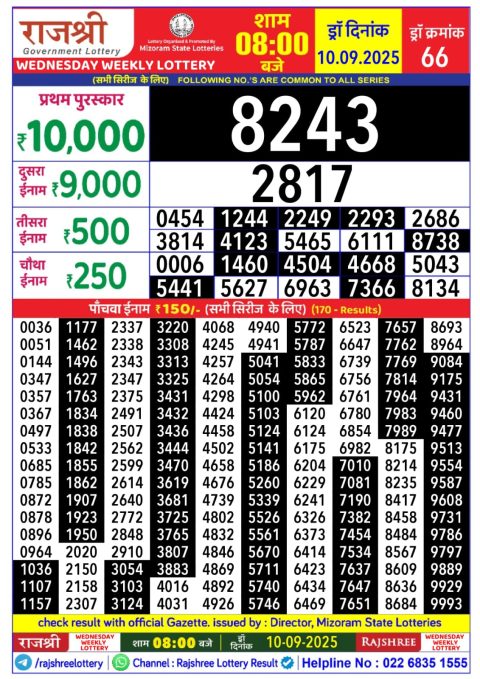 Everest Result Today Dear Lottery Chart