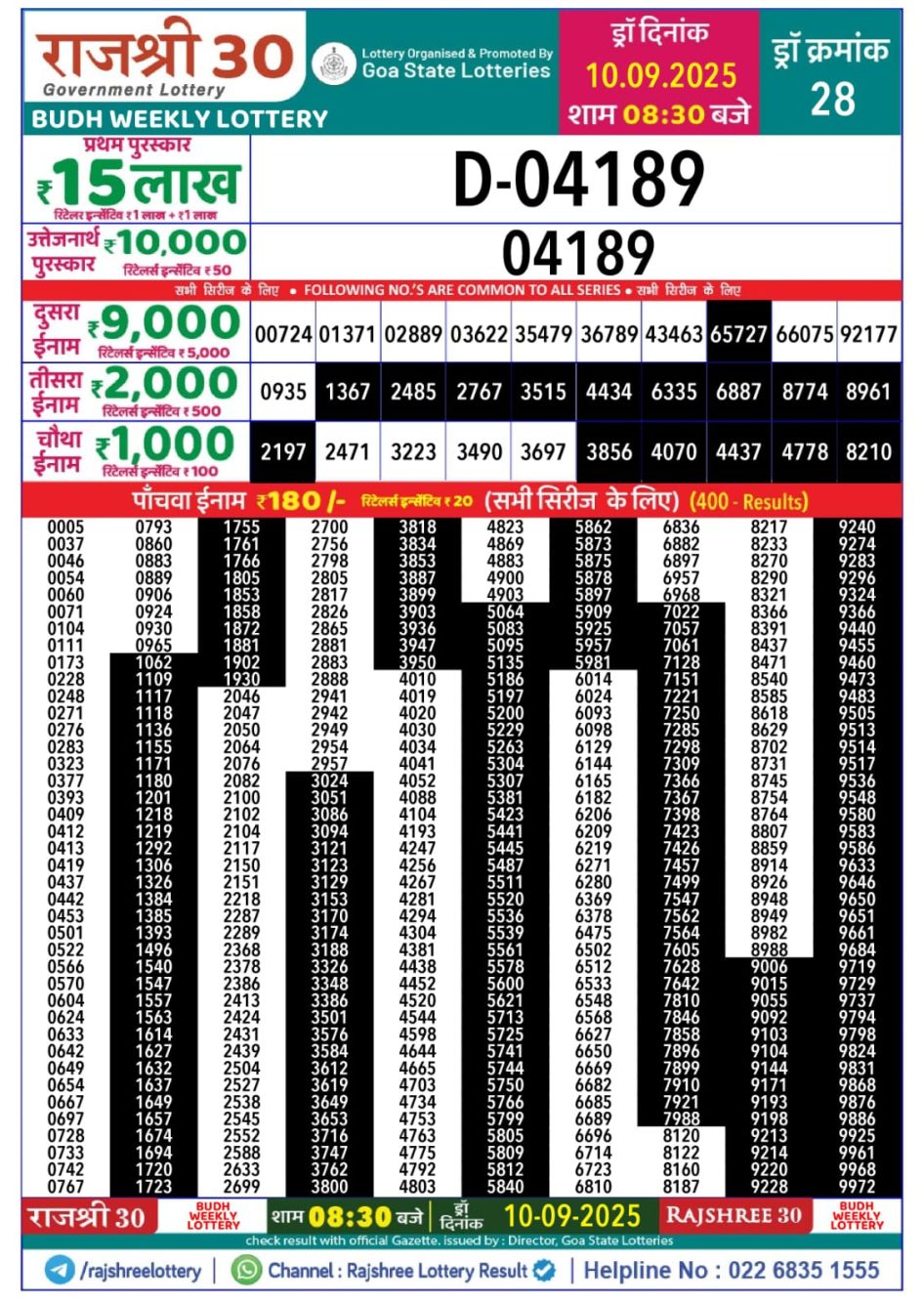 Everest Result Today Dear Lottery Chart