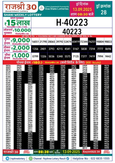 Everest Result Today Dear Lottery Chart