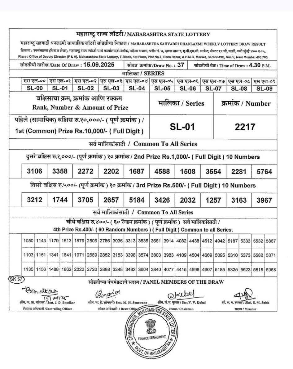 Everest Result Today Dear Lottery Chart