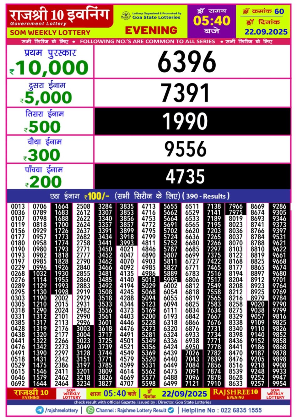 Everest Result Today Dear Lottery Chart