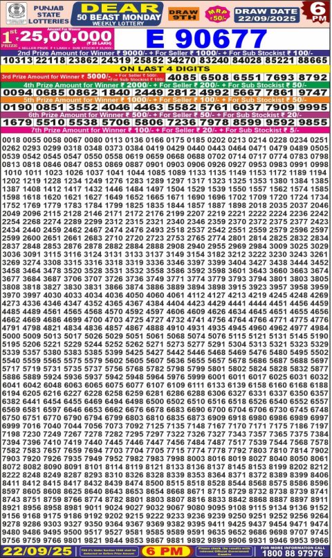 Everest Result Today Dear Lottery Chart