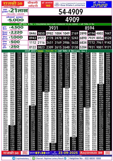 Everest Result Today Dear Lottery Chart