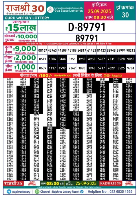 Everest Result Today Dear Lottery Chart