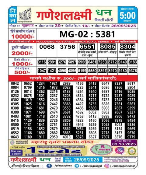 Everest Result Today Dear Lottery Chart