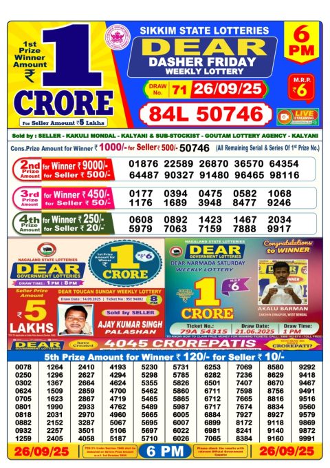 Everest Result Today Dear Lottery Chart