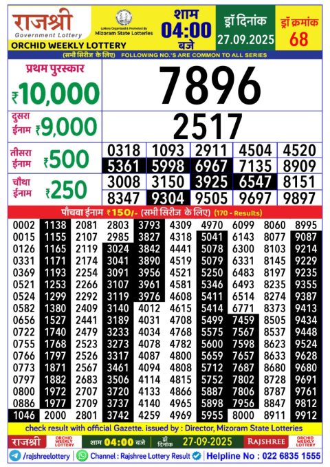 Everest Result Today Dear Lottery Chart