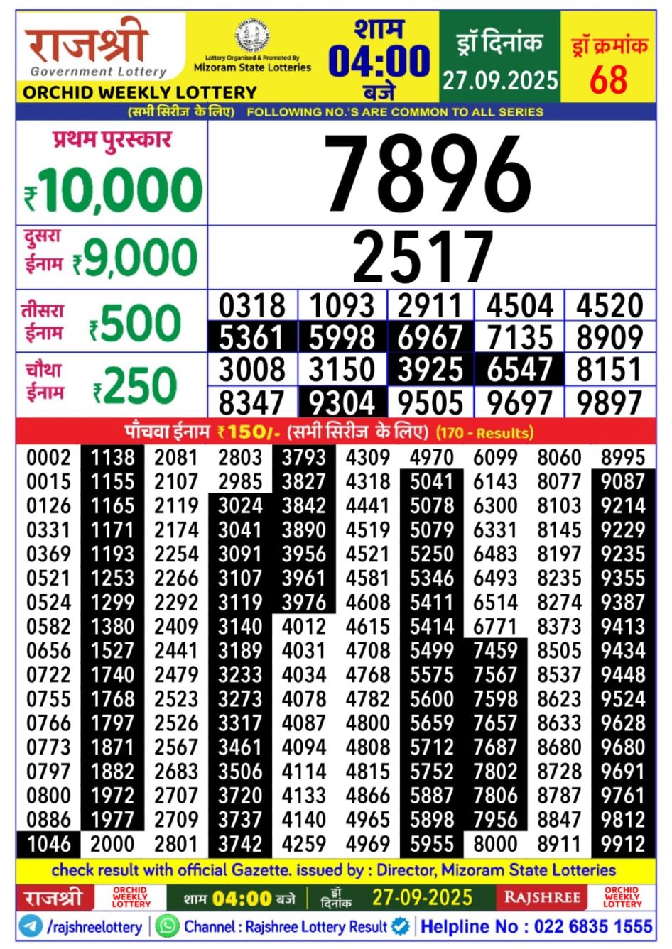 Everest Result Today Dear Lottery Chart