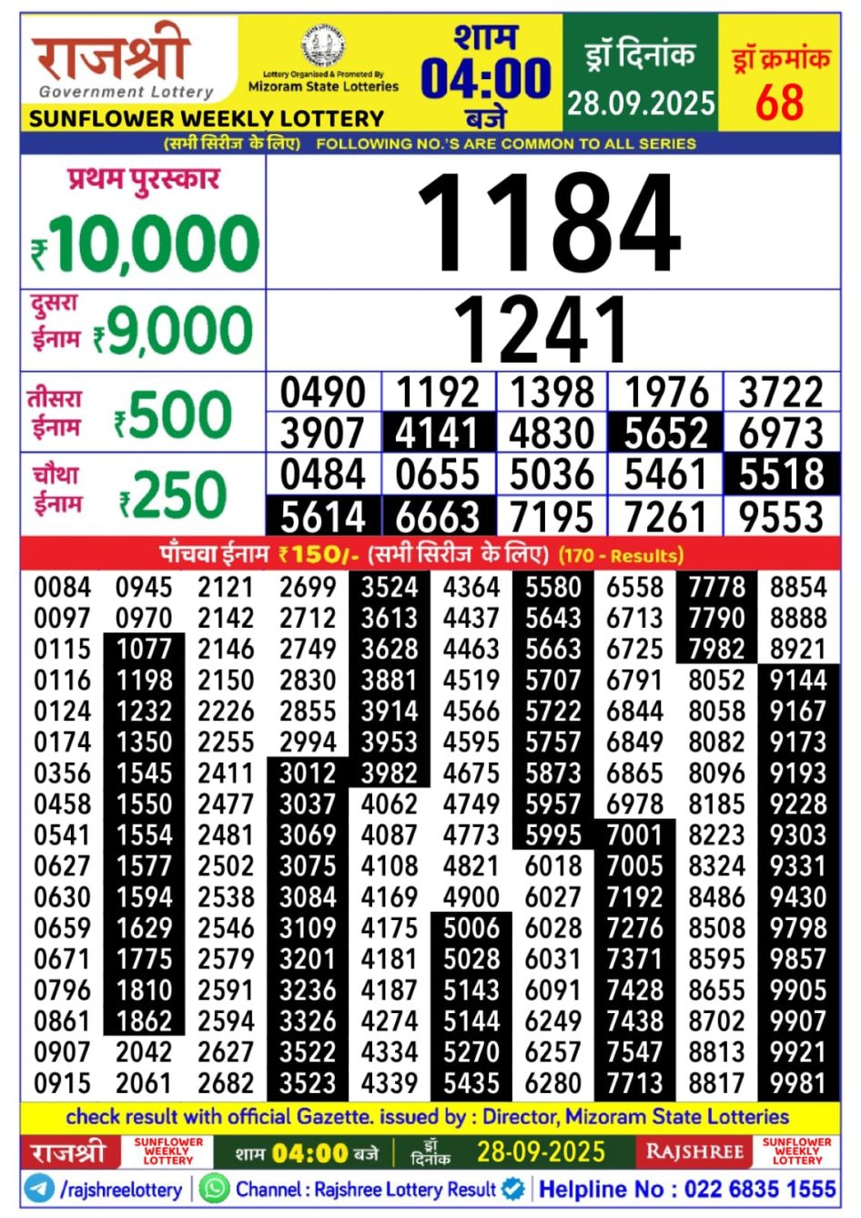 Everest Result Today Dear Lottery Chart