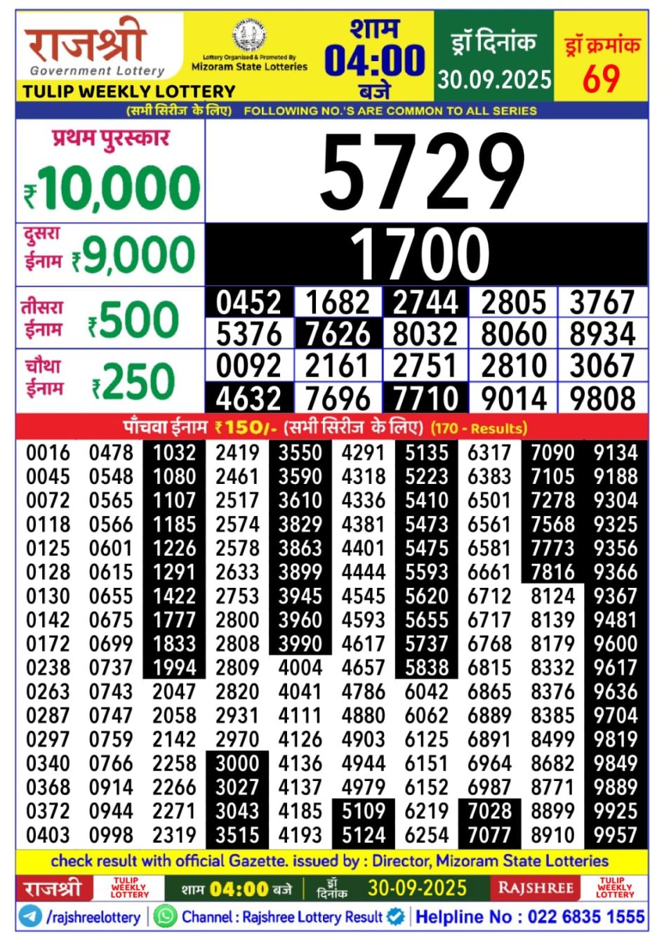 Everest Result Today Dear Lottery Chart