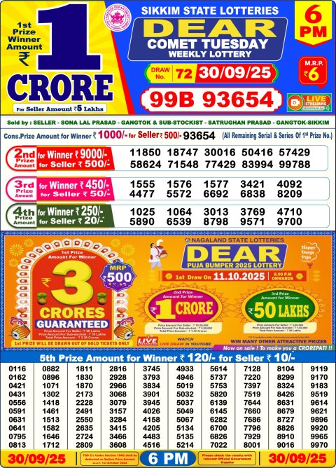 Everest Result Today Dear Lottery Chart