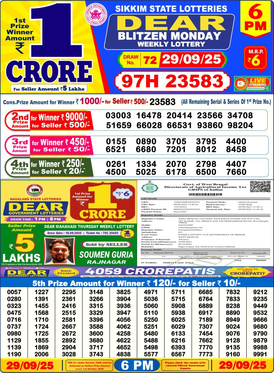 Everest Result Today Dear Lottery Chart