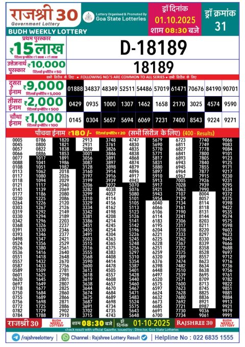 Everest Result Today Dear Lottery Chart