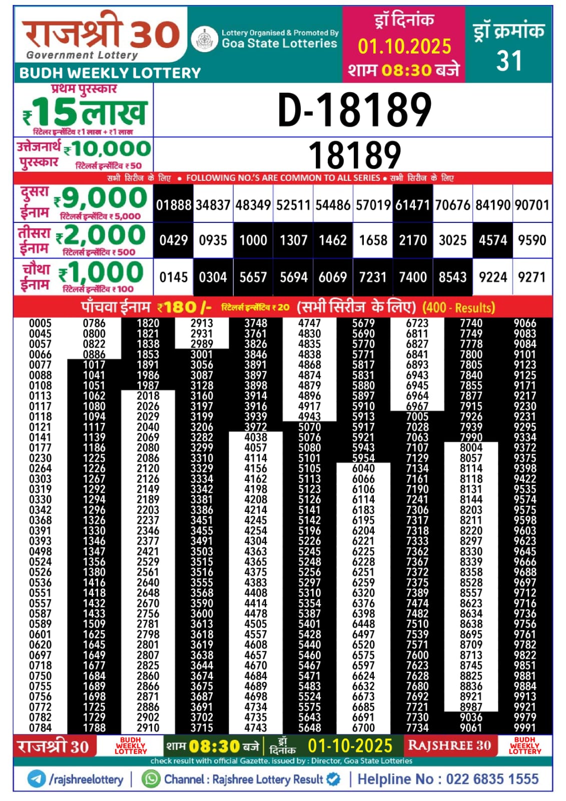 Everest Result Today Dear Lottery Chart