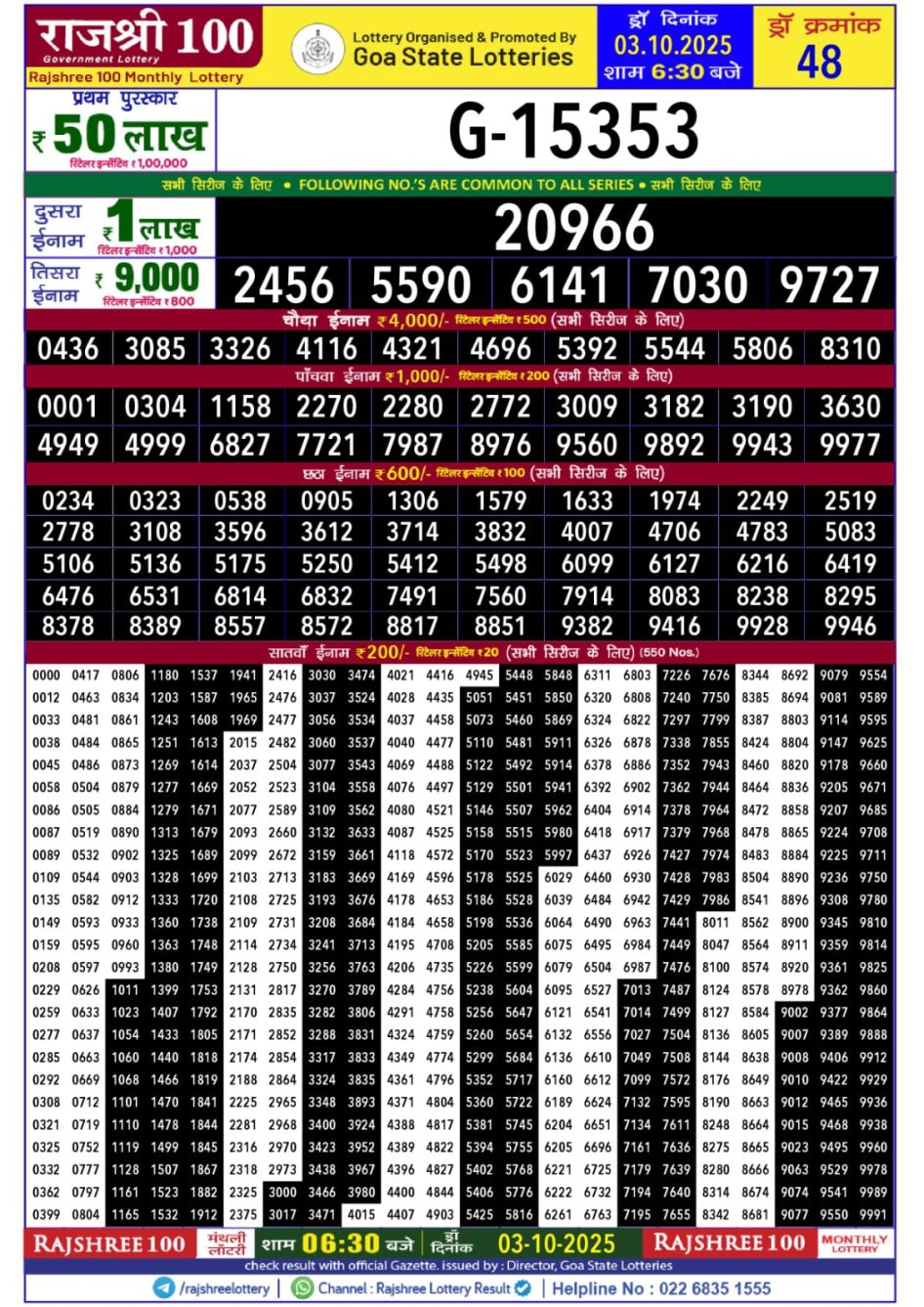 Everest Result Today Dear Lottery Chart