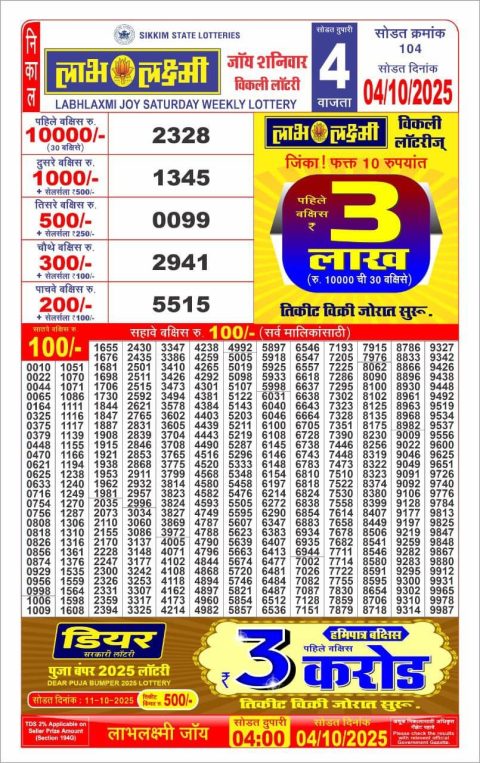 Everest Result Today Dear Lottery Chart