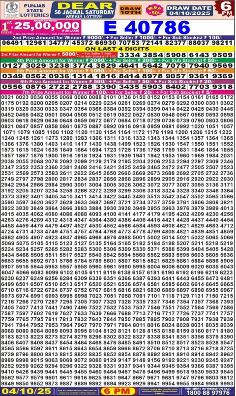 Everest Result Today Dear Lottery Chart