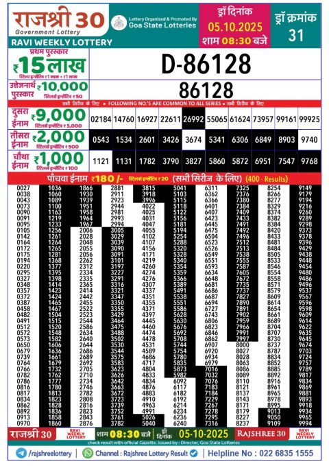 Everest Result Today Dear Lottery Chart