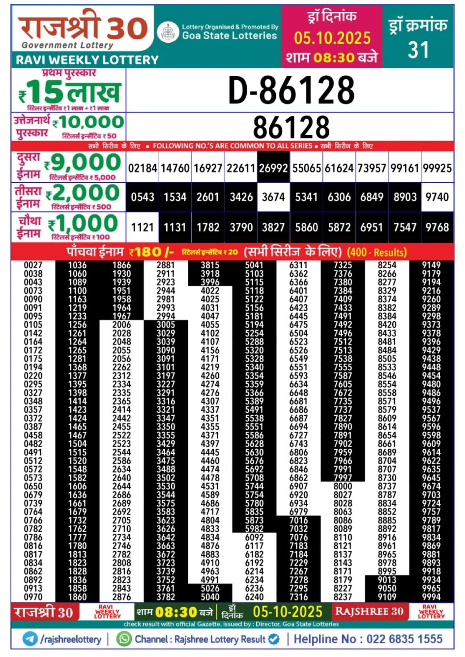 Everest Result Today Dear Lottery Chart