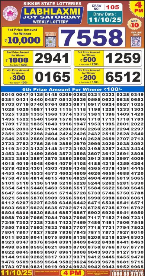 Everest Result Today Dear Lottery Chart