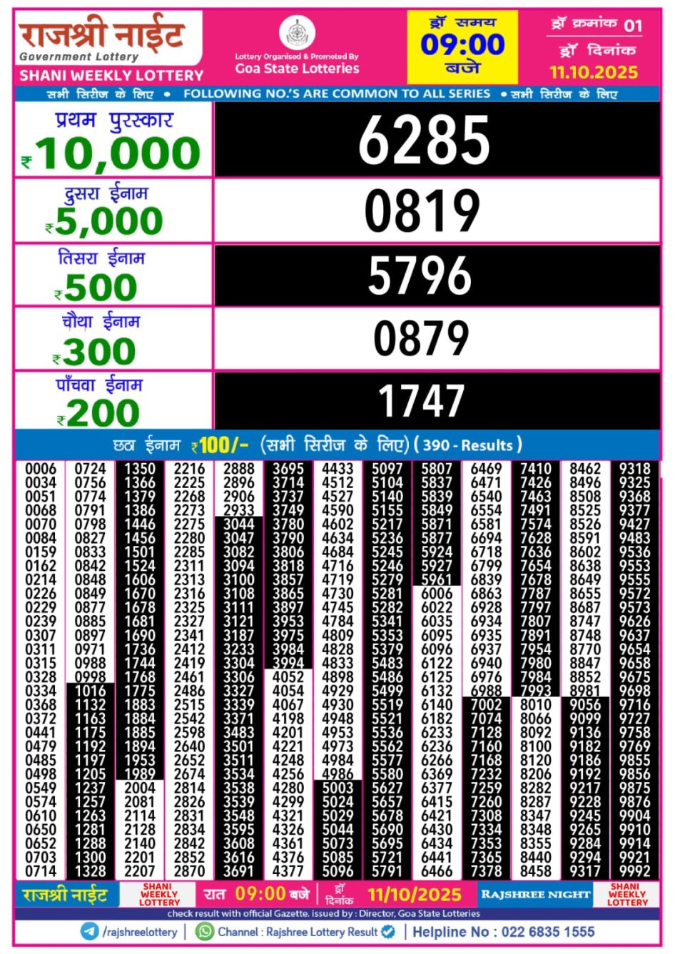 Everest Result Today Dear Lottery Chart