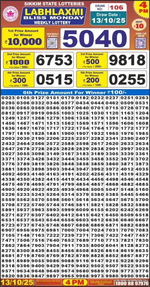 Everest Result Today Dear Lottery Chart