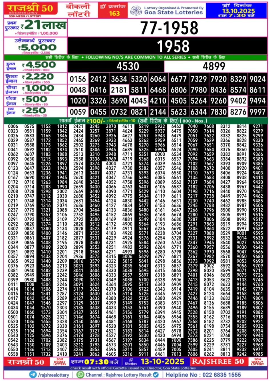 Everest Result Today Dear Lottery Chart