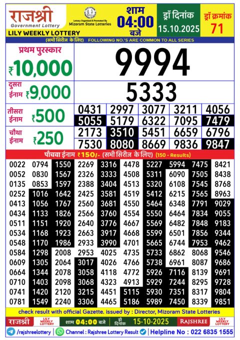 Everest Result Today Dear Lottery Chart