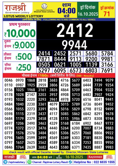 Everest Result Today Dear Lottery Chart