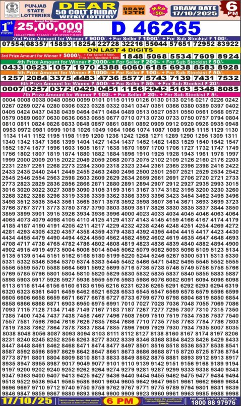 Everest Result Today Dear Lottery Chart