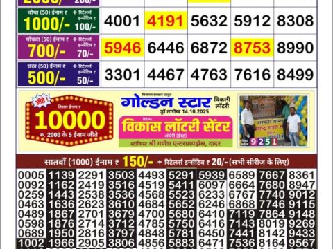 Everest Result Today Dear Lottery Chart