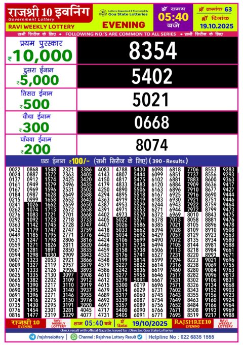 Everest Result Today Dear Lottery Chart