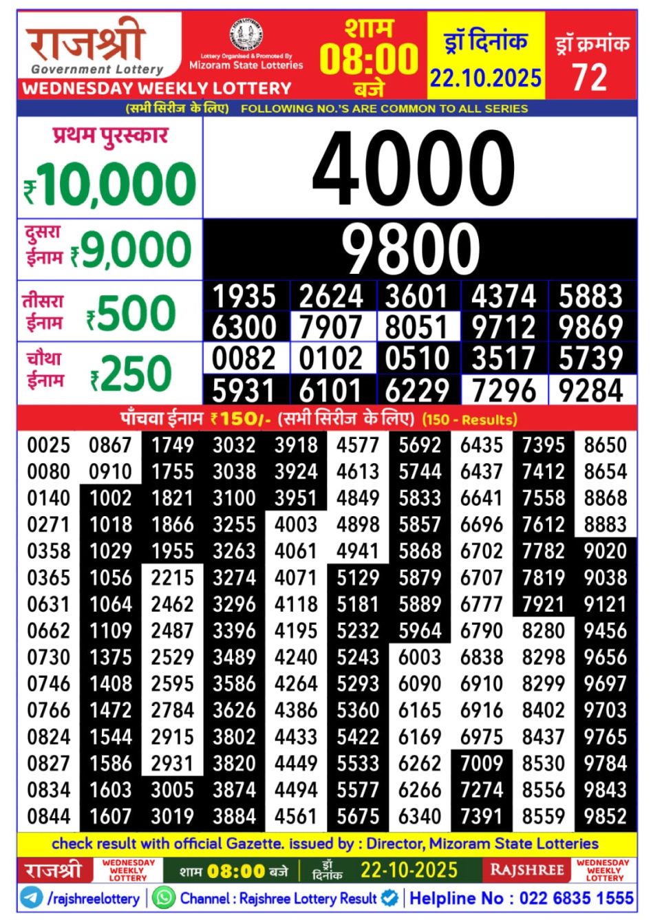 Everest Result Today Dear Lottery Chart